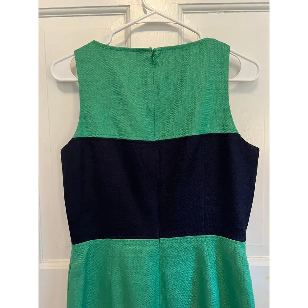 Banana Republic Navy Blue Green Colorblock Stripe Sheath Dress Sleeveless Wom 6